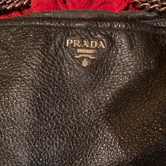 Large Prada sparkly leather shoulder hobo bag - Picture 3 of 16